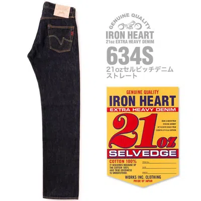 Pre-owned Iron Heart 634s 21oz Selvedge Straight Denim Jeans Indigo Blue Size W28-34 Men