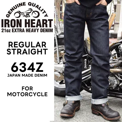 Pre-owned Iron Heart 634z Regular Straight Jeans 21oz Extra Heavy Denim For Motorcycle In Blue