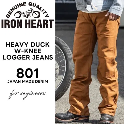 Pre-owned Iron Heart 801 Heavy Duck Double Knee Logger Jeans Brown One-washed Jpn