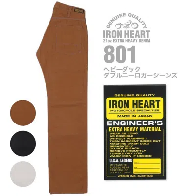 Pre-owned Iron Heart 801 Heavy Duck Double Knee Logger Jeans Color Brown One-washed Japan