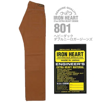 Pre-owned Iron Heart 801 Heavy Duck Double Knee Logger Jeans Color Brown One-washed Jp