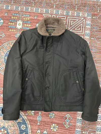 Pre-owned Iron Heart Alpaca Lined N-1 Deck Jacket In Black