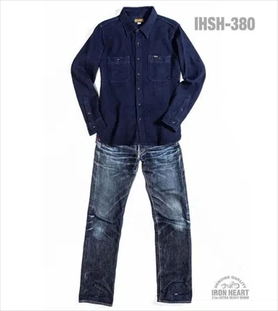 Pre-owned Iron Heart Ihsh-380 Indigo Dobby Crosswork Shirt Made In Japan In Blue
