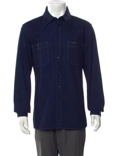 Pre-owned Iron Heart Long Sleeve Dress Shirt In Blue