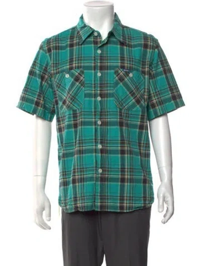 Pre-owned Iron Heart Plaid Print Short Sleeve Shirt In Green