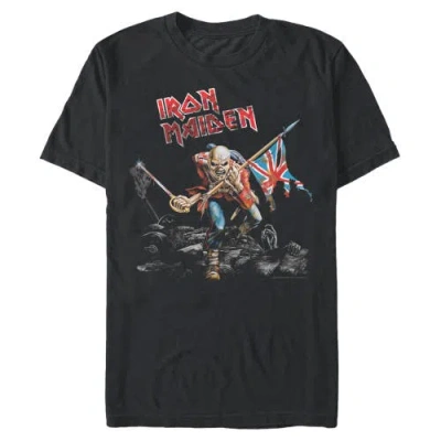 Iron Maiden Distressed The Trooper  Graphic T-shirt In Black