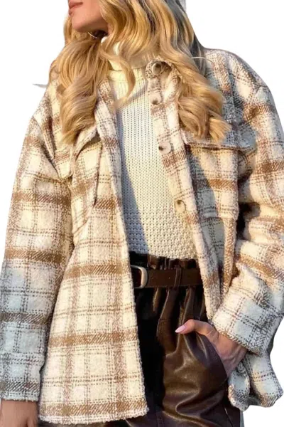 Iron Supersponge Checked Shirt-jacket In Beige In Sand
