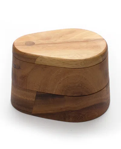 Ironwood Acaciadouble Layer Swivel Salt Box In Brown