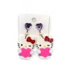 Irregular Choice Hello Kitty Kitty Love Earrings In White/pink/purple