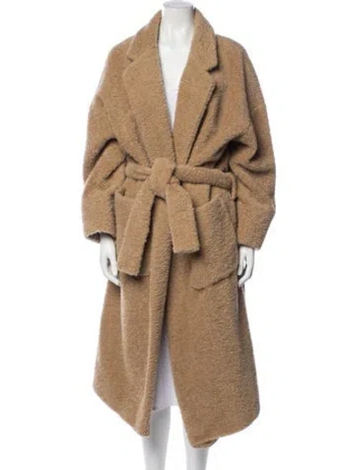 Pre-owned Isa Arfen Alpaca Coat In Brown/neutrals
