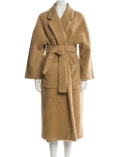 Pre-owned Isa Arfen Alpaca Faux Fur Coat In Brown