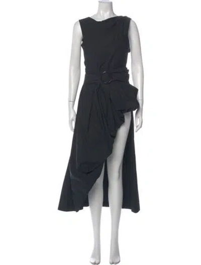 Pre-owned Isa Arfen Cowl Neck Midi Length Dress In Gray