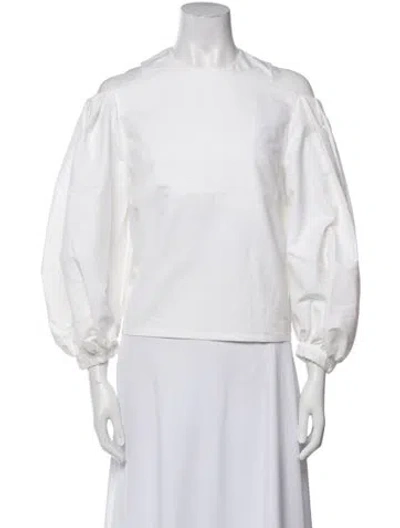 Pre-owned Isa Arfen Crew Neck Three-quarter Sleeve Top In White