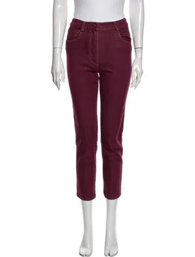 Pre-owned Isa Arfen High-rise Straight Leg Jeans In Burgundy