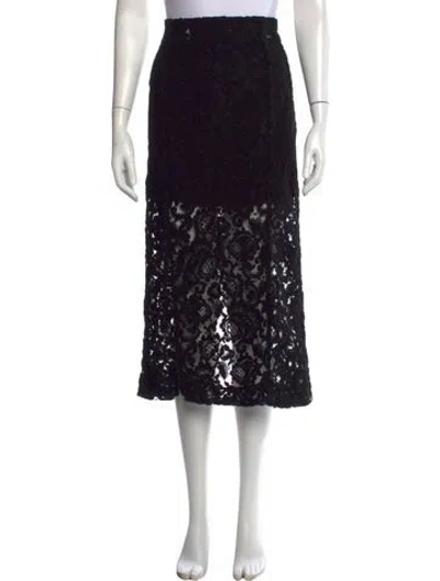 Pre-owned Isa Arfen Lace Midi Length Skirt In Black