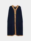Isa Arfen Lambswool And Cashmere Colour-block Cape One Size  Abask Luxury Gift In  Navy