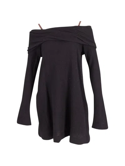 Pre-owned Isa Arfen Off-shoulder Mini Dress In Black