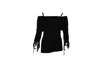 Isa Arfen Off-shoulder Sequin Detail Top In Black Wool In Black