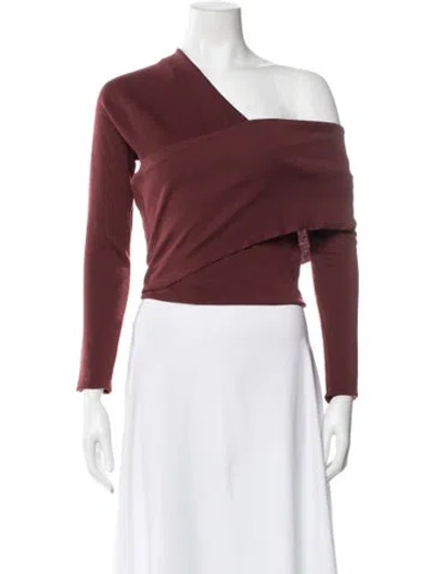 Pre-owned Isa Arfen Off-the-shoulder Long Sleeve Top In Burgundy