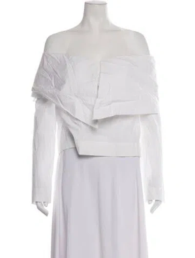 Pre-owned Isa Arfen Off-the-shoulder Long Sleeve Top In White