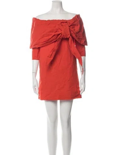 Pre-owned Isa Arfen Off-the-shoulder Mini Dress In Orange