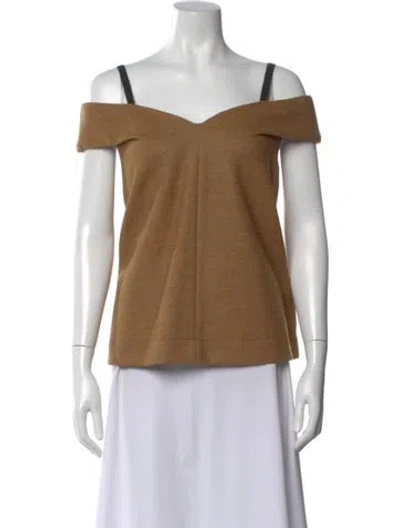 Pre-owned Isa Arfen Off-the-shoulder Sleeveless Top In Brown