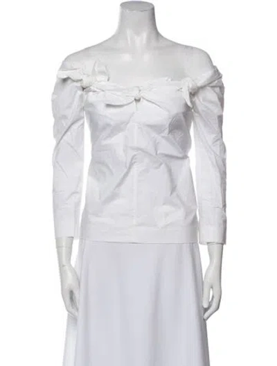 Pre-owned Isa Arfen Off-the-shoulder Three-quarter Sleeve Top In White