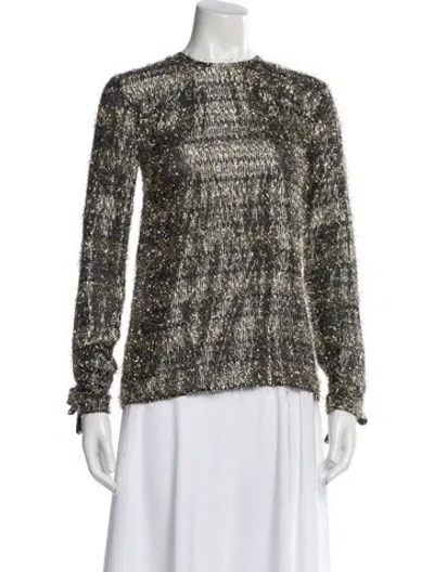 Pre-owned Isa Arfen Patterned Crew Neck Top In Black