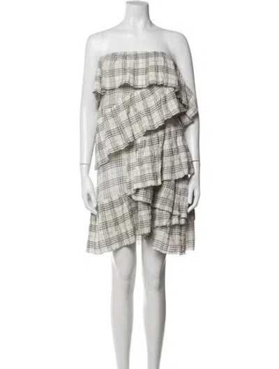 Pre-owned Isa Arfen Plaid Print Mini Dress In Neutral