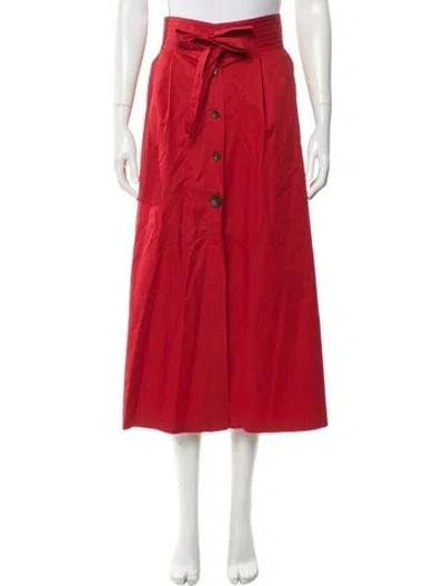 Pre-owned Isa Arfen Pleated Accents Midi Length Skirt In Red