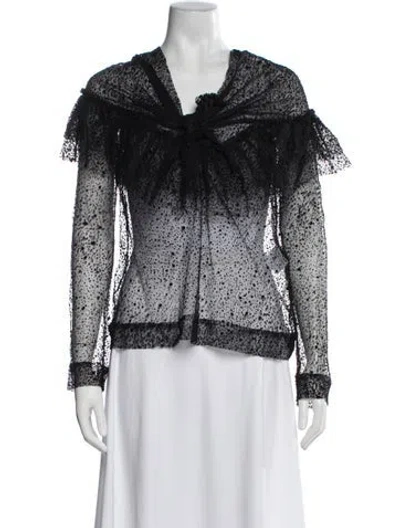 Pre-owned Isa Arfen Printed V-neck Blouse In Black