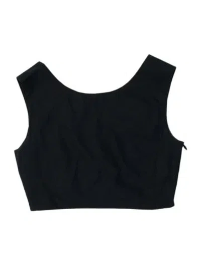 Pre-owned Isa Arfen Scoop Neck Sleeveless Crop Top In Black