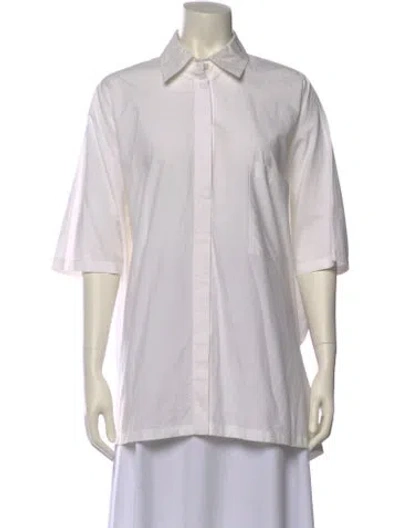 Pre-owned Isa Arfen Short Sleeve Button-up Top In Gray