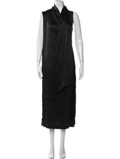 Pre-owned Isa Arfen Silk Long Dress In Black