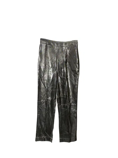 Pre-owned Isa Arfen Slim Fit Pants In Silver Lamé