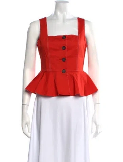 Pre-owned Isa Arfen Square Neckline Sleeveless Top In Orange