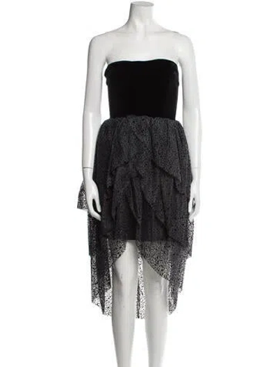 Pre-owned Isa Arfen Strapless Knee-length Dress In Black