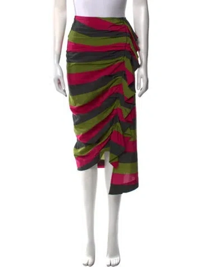 Pre-owned Isa Arfen Striped Midi Length Skirt In Green