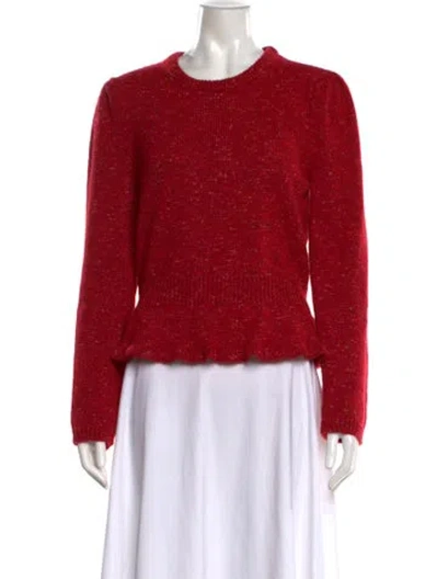Pre-owned Isa Arfen Tweed Pattern Crew Neck Sweater In Red