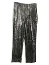 ISA ARFEN WOMEN'S ISA ARFEN SLIM FIT PANTS IN SILVER LAMÉ