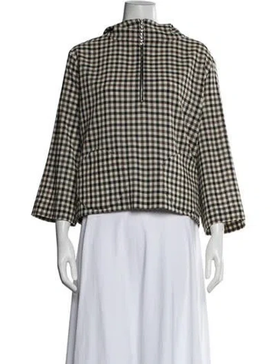 Pre-owned Isa Arfen Wool Plaid Print Jacket In Multicolor