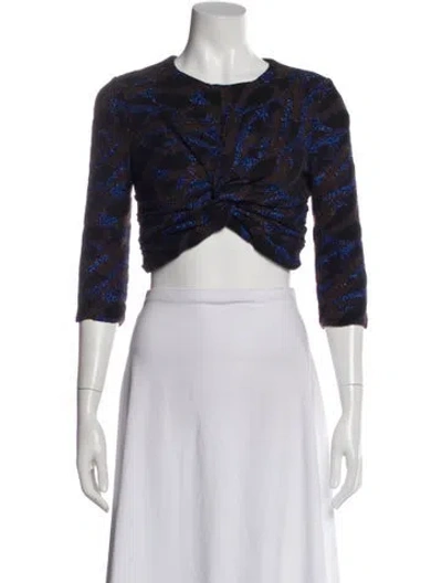 Pre-owned Isa Arfen Wool Printed Crop Top In Multi