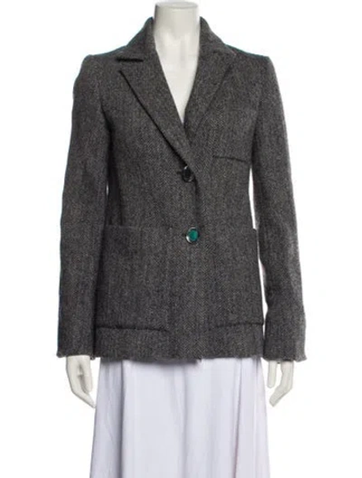 Pre-owned Isa Arfen Wool Tweed Pattern Blazer In Gray