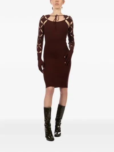 Isa Boulder Argyle-sleeve Cut-out Mini Dress In Multi