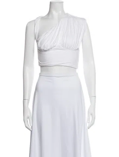 Pre-owned Isa Boulder Asymmetrical Sleeveless Crop Top In White