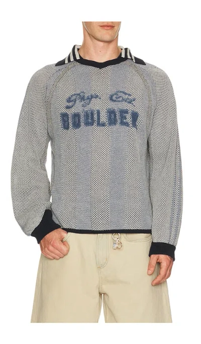 Isa Boulder Athletic Stripe Sweater In Blue