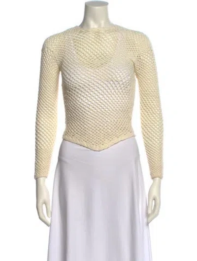 Pre-owned Isa Boulder Bateau Neckline Long Sleeve Crop Top In Neutral