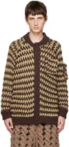 Isa Boulder Beige & Brown Tinybasket Cardigan In Cigar