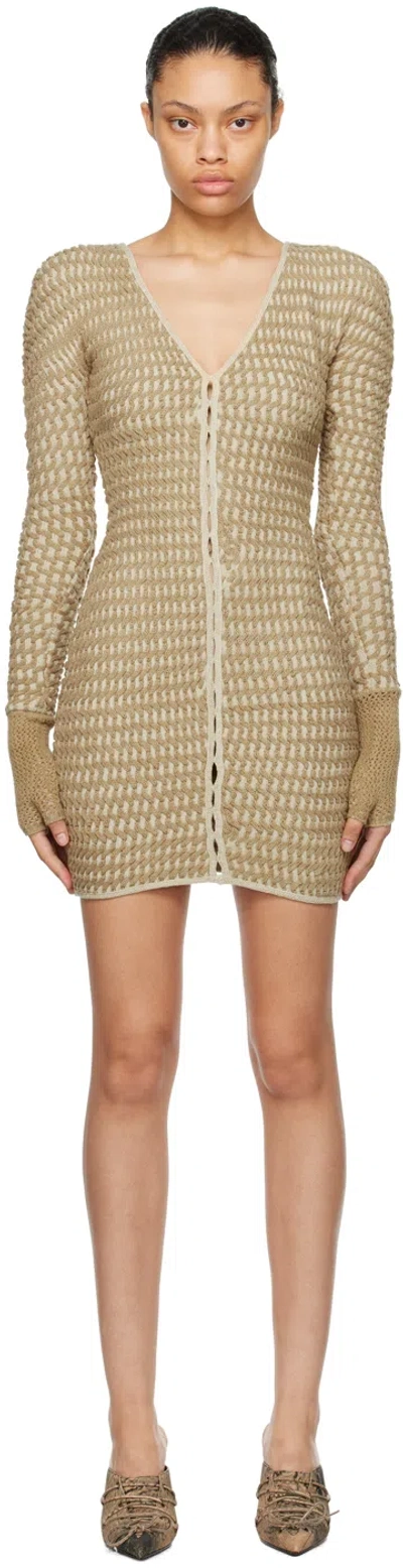 Isa Boulder Beige Cereal Minidress In Burlap