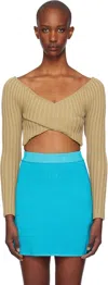 Isa Boulder Beige Crossed Sleeves Sweater In Sand